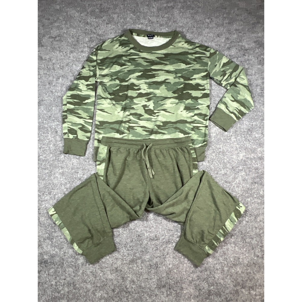 Splendid 2 Piece Pajama Set Womens Medium Multicolor Camouflage Stretch Tapered